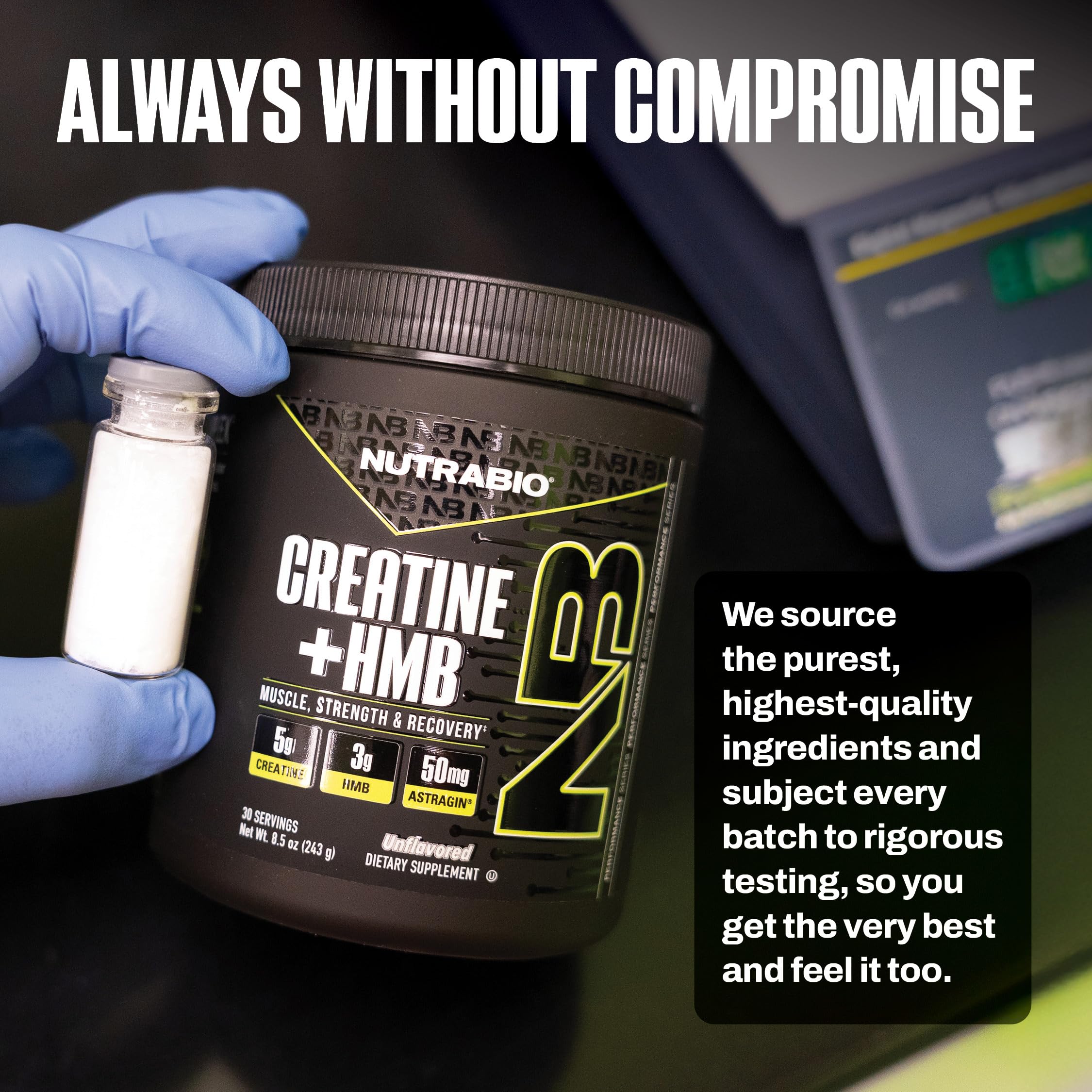 NutraBio Creatine + HMB- Creatine Monohydrate with HMB Powder for Muscle Growth, Increased Strength- 30 Servings (Unflavored) - Image 8