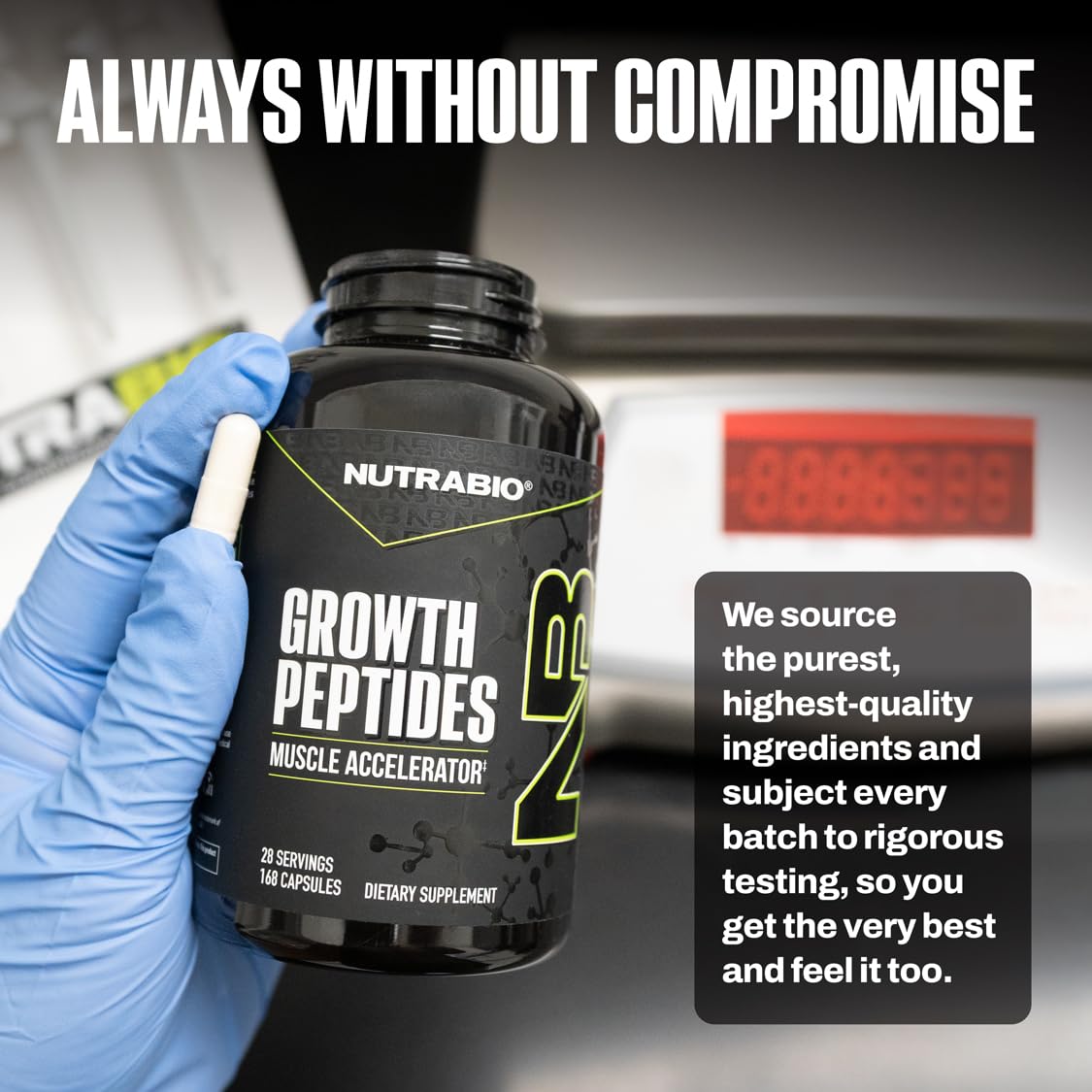 NutraBio Growth Peptides |Muscle Accelerator with DiLeucine & PeptiStrong | Peptides for Muscle Growth Men & Women- 28 Servings- 196 Capsules - Image 8