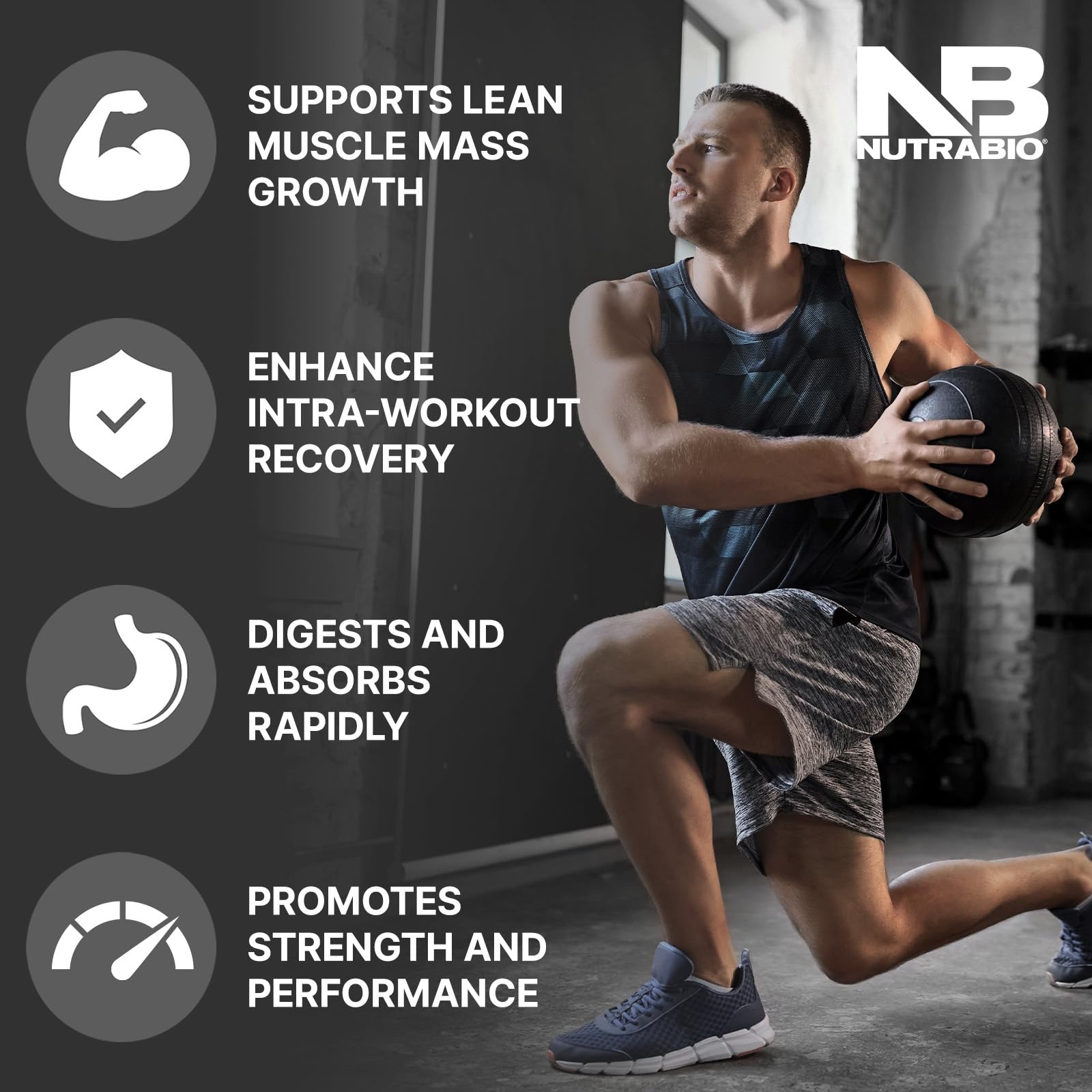 NutraBio Intra Blast Bcaa Powder Amino Acid Supplement, Electrolyte & Hydration Blend, Intra, Pre Workout & Muscle Recovery, 20g Eaa Amino Acids Powder, 5g Glutamine- Strawberry Lemonade, 30 Serving - Image 3