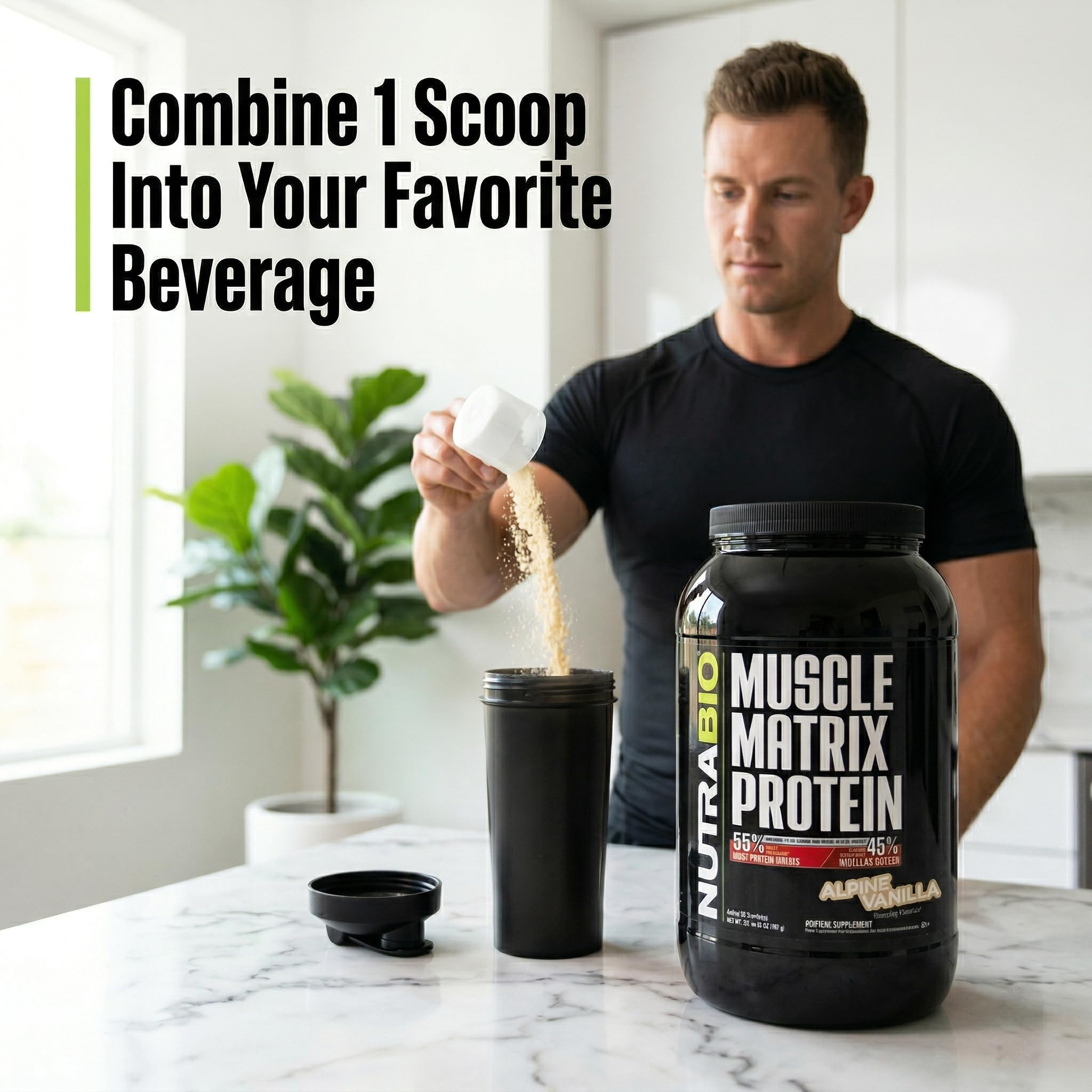 NutraBio Muscle Matrix Protein Powder - 25g of Protein Per Scoop - Whey Isolate and Micellar Casein Combo for Fast and Slow Release - Vanilla - 2 Pounds, 28 Servings - Image 7