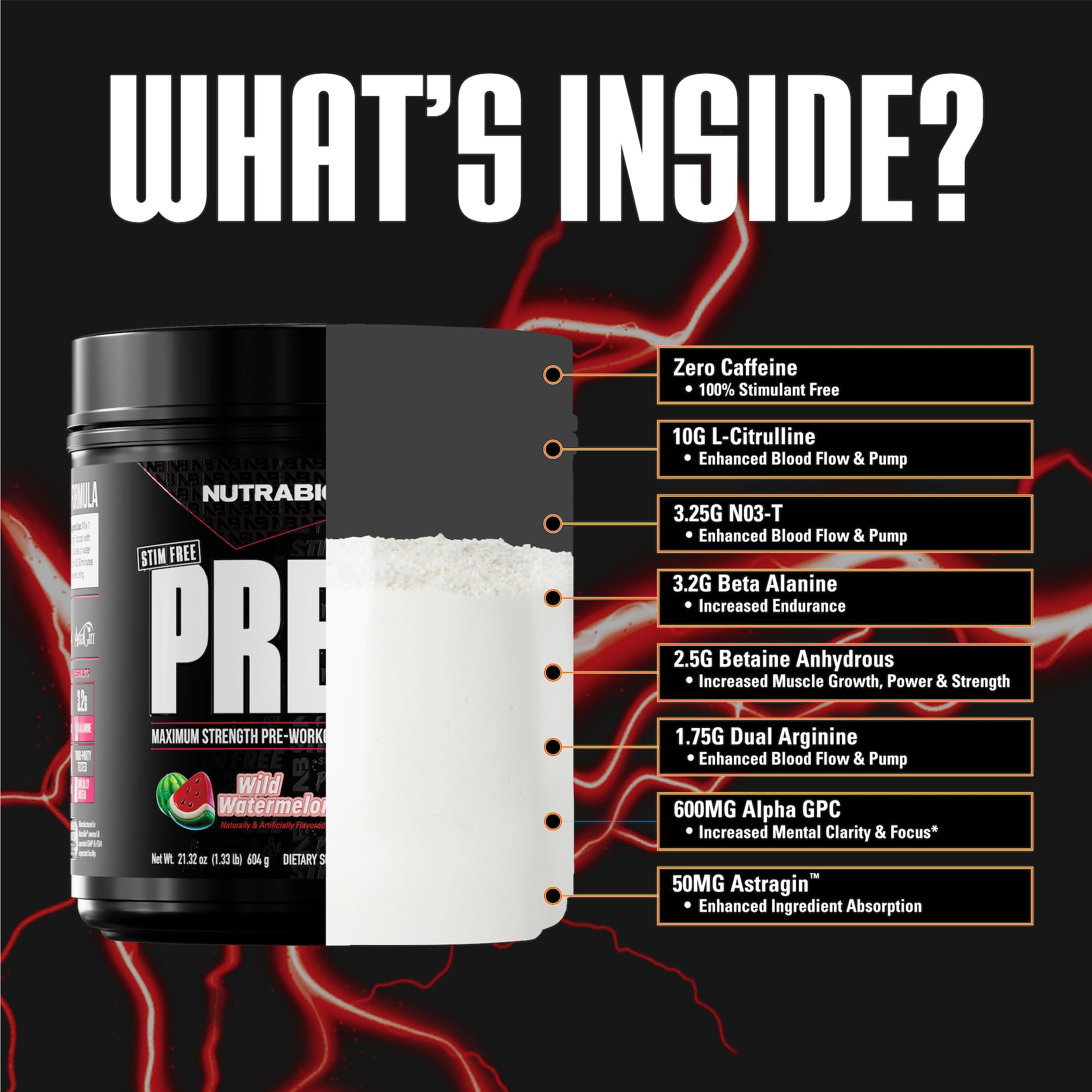 NutraBio STIM-Free PRE Workout for Men, New Formula | Laser Focus, Extreme Pumps | Performance, Endurance | 10g Citrulline, Beta Alanine, Nitrates, Nootropics, Electrolytes - 20 Servings Watermelon - Image 3