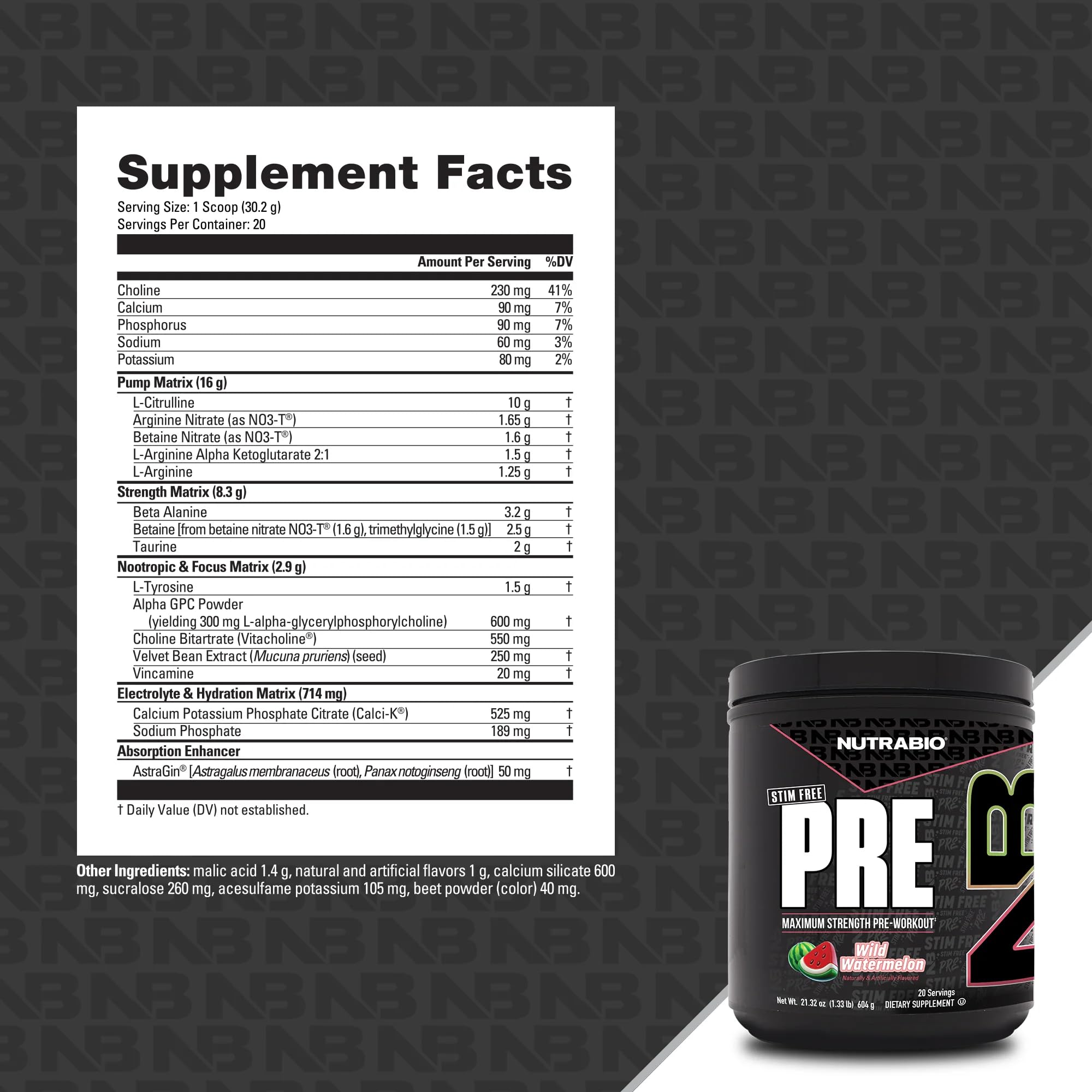 NutraBio STIM-Free PRE Workout for Men, New Formula | Laser Focus, Extreme Pumps | Performance, Endurance | 10g Citrulline, Beta Alanine, Nitrates, Nootropics, Electrolytes - 20 Servings Watermelon - Image 6