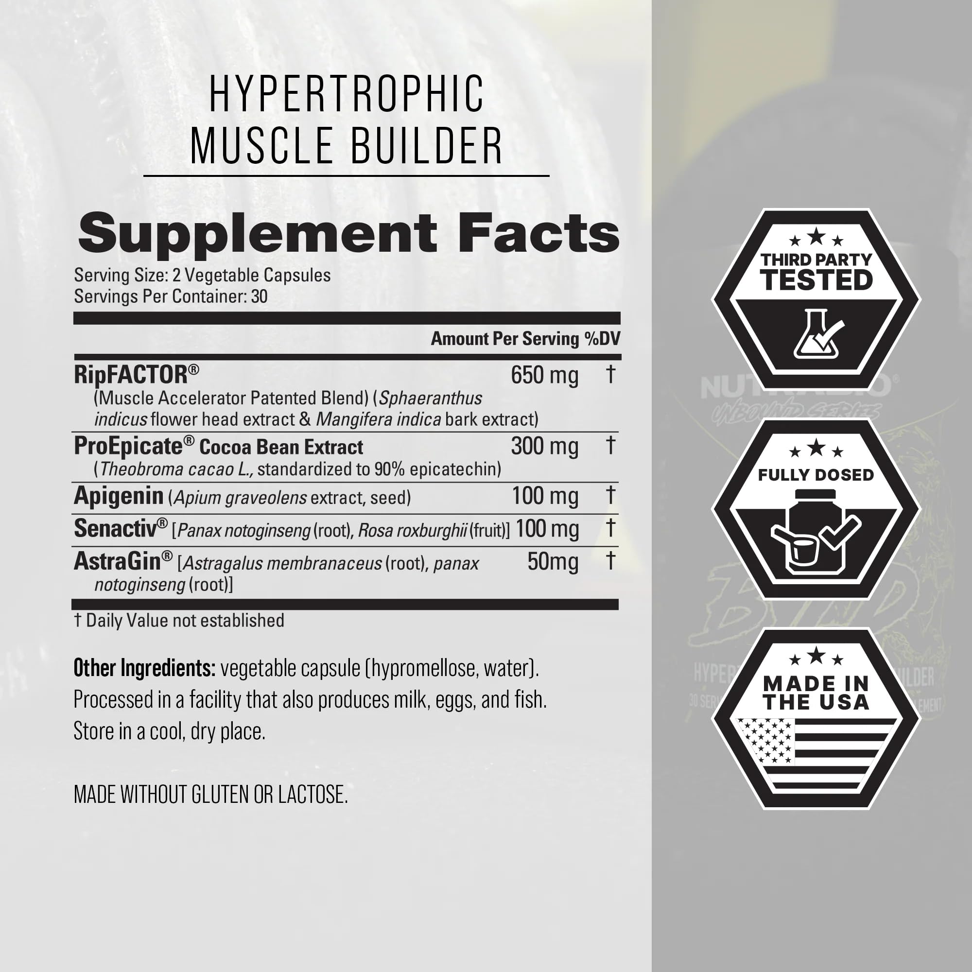 NutraBio Unbound BYLD - Natural Muscle Builder for Men, Support Muscle Growth, Recovery, and Strength - 30 Servings - 60 Capsules - Image 3