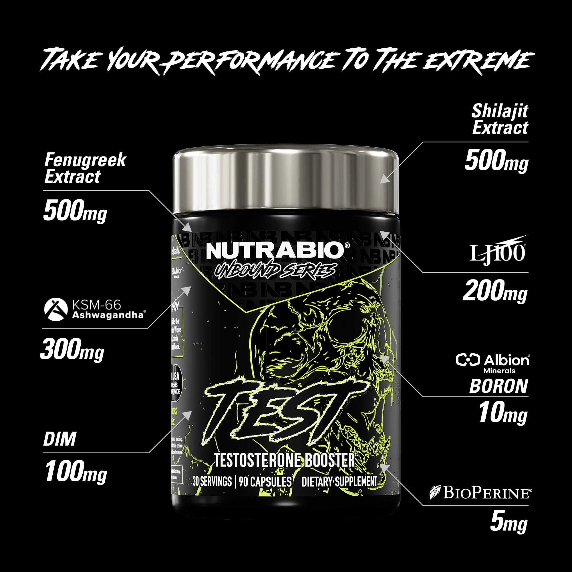 NutraBio Unbound Test, Testosterone Booster for Men, Testosterone Supplement for Men, Libido, Boron, Fenugreek, Tongkat Ali, 90 Capsules - Image 3