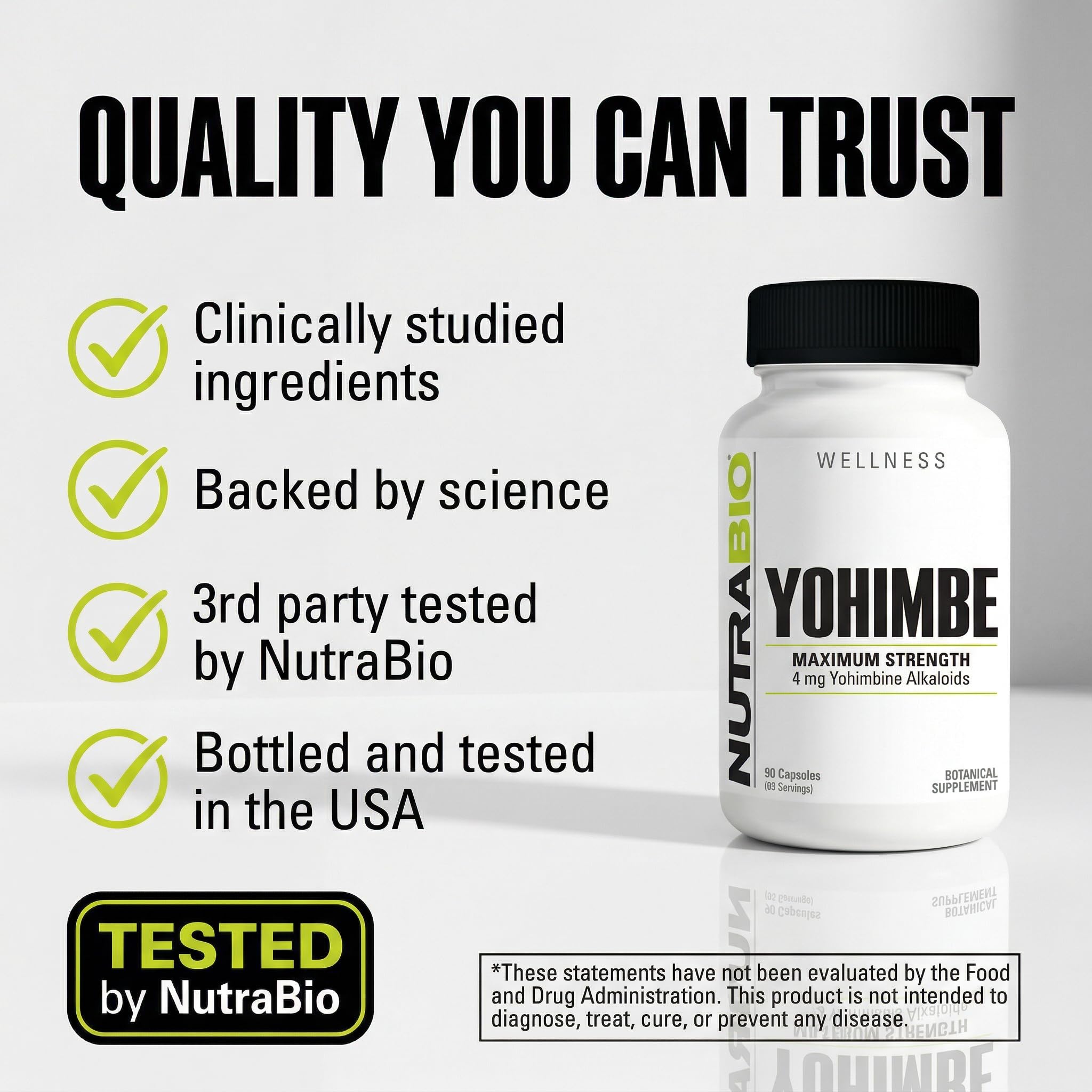 NutraBio Yohimbe Bark Extract Supplement for Men and Women, 4mg, 90 Vegetable Capsules - Image 6